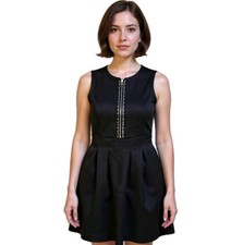 Michael Kors Black Dress Sequins Fit Flare Mini Knee Length Womens S Zip LBD