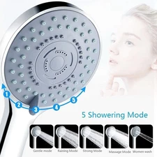 5 Modes High Pressure Handheld Shower Head with 58" Long Stainless Steel Hose