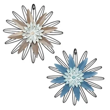 Metal Flowers Wall Arts, 2 Pieces 3D Minimalist Flower Wall Decor for Living ...