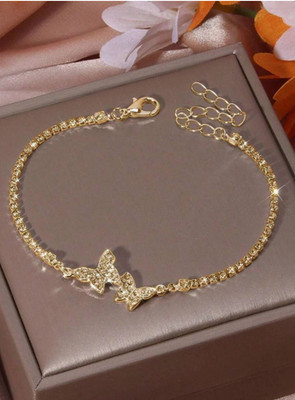 Pulseras de Oro 10K Joyería con cristales Mariposa Para Mujer Brazalete Esclavas