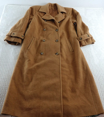 SAKS FIFTH AVENUE REGENCY PURE CAMEL HAIR DOUBLE BREASTED LONG TRENCH COAT SIZE8