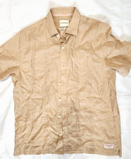 Scotch  Soda Men's Short Sleeve Woven Shirt Tan Size M Linen Blend