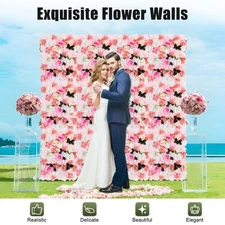 12 Pcs Artificial Flower Wall Panel Rose Dahlia Leaves Wedding Backdrop Stage