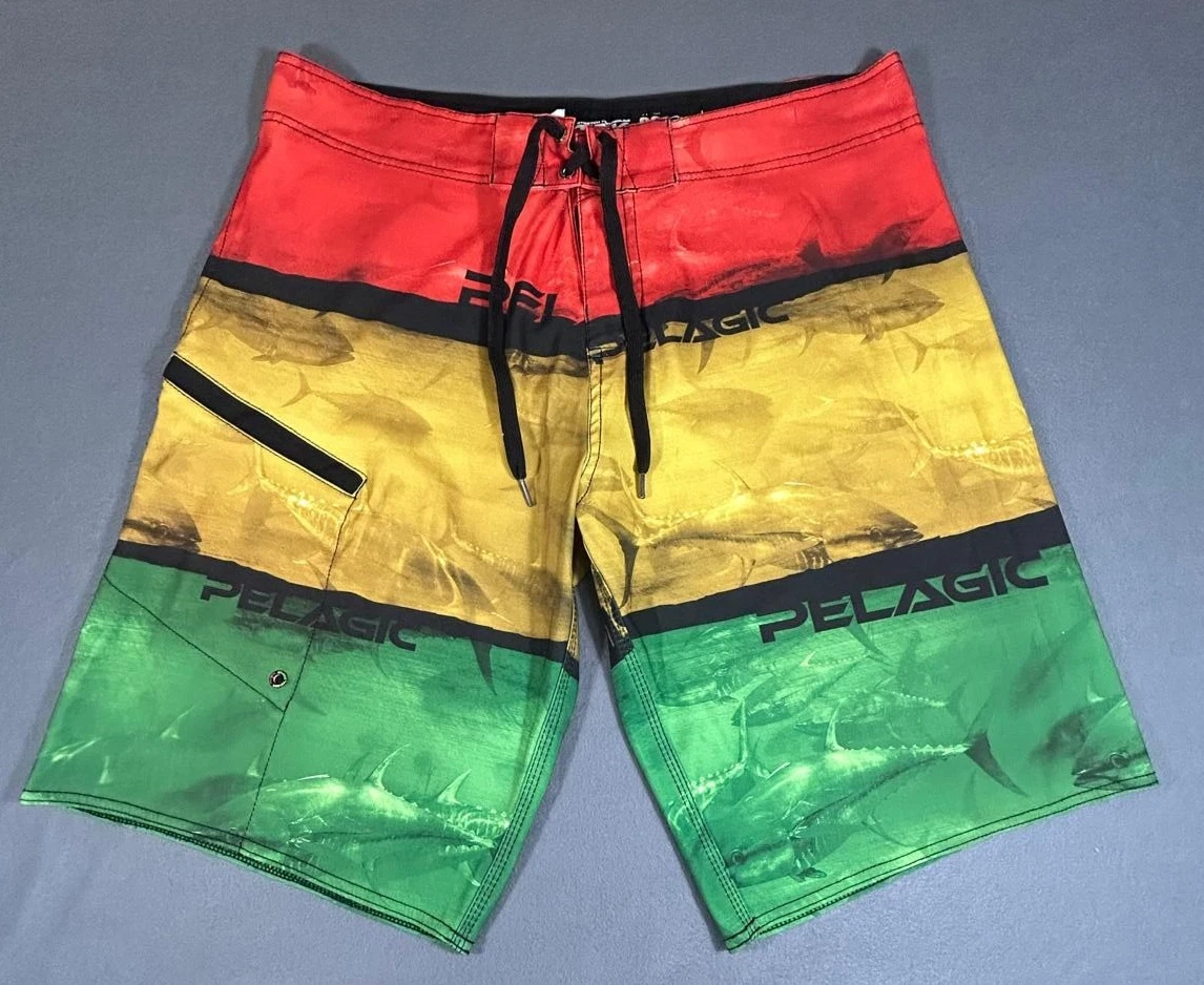 Pelagic Men's Shorts size 38 Multicolor Board Swim Fishing Outdoor