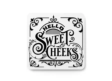 SweetCheeks 3D Printed Wall Sign - Black Embossed Text on White PLA