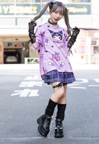 Kuromi x Acdc Rag Sanrio Characters purple T-shirt Top, sold only in ...