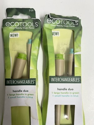 Makeup Brush Handles EcoTools Interchangeables bamboo, green & blue ends New