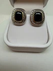 David Yurman Vintage Albion Black Onyx Sterling Silver 14K Yellow Gold Earrings