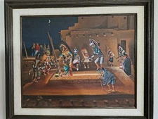 TEWA NAHA PAINTING- "Walpi Night Dance" - Hopi - **Highly Collectible**