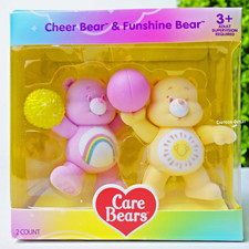 Care Bears Flocked Mini Figures Cheer Bear Funshine Bear New Release Sport Fun