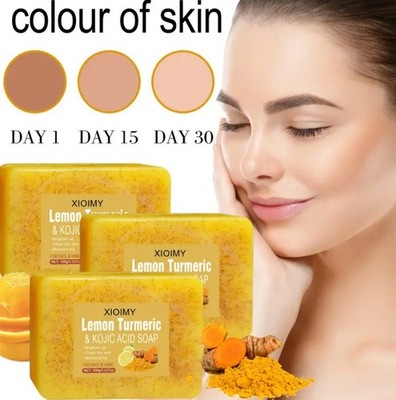 6pcs turmeric and lemon cleansing brightening white soap, deeply cleanses facial