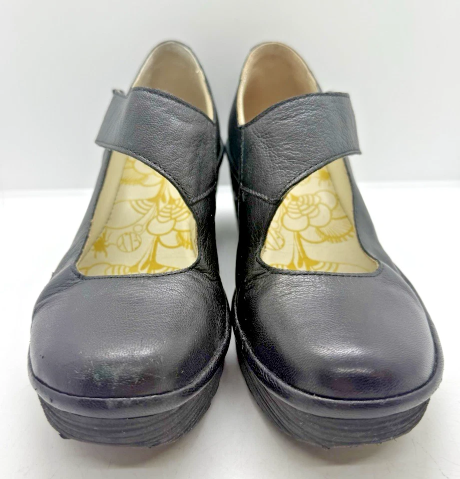 Zapatos de salón Fly London Yasi Mary Jane para mujer talla 38 EE. UU. 7,5/8 negro plataforma de tacón de cuña Foto 2 de 4