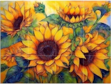 Tile Mural Sunflower Bouquet Kitchen Bathroom Wall Art Backsplash Marble Ceramic