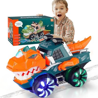 Dinosaurier Auto Spielzeug für Jungen Mädchen Dino LKW Blinklichter Musik Brüllen