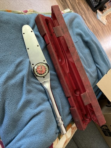 (TW) Snap On TE175 1/2" Torq-o-Meter Torque Wrench In Case VTG Torqometer 16”