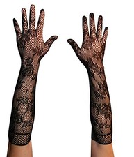 Elbow Length Fishnet Gloves Black