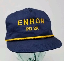 RARE Vintage Navy Blue Enron Gas PD 2K Baseball Cap Hat USA Trucker Adjustable
