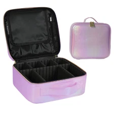 Travel Makeup Train Case Makeup Cosmetic Case Organizer Portable Storage Purple