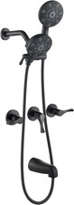 Matte Black 3-Handle Shower Faucet Set with Tub Spout  Trim Kit