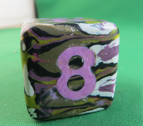 Jena's Handmade Backgammon Doubling Cube 31mm Pink Green White One of a Kind #15 - Picture 4 of 11