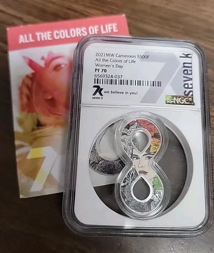 2021 Cameroon 500 Francs Silver Coin NGC PF70 All the Colors of Life Women's Day