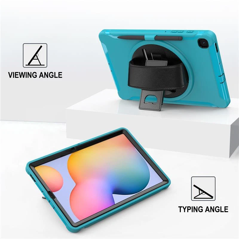 ShockProof Case Samsung Galaxy Tab S6 S6 Lite 10.4 Hand Strap Flip Tablet Cover - Image 4 of 4