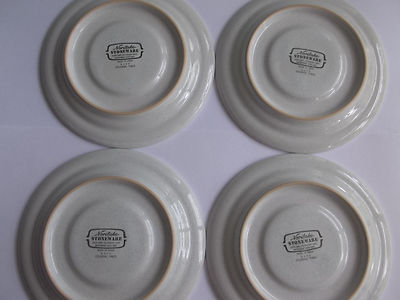 イタリア製 アンティーク 4 Saucers Noritake Stoneware Colonial Times #8340 Grey Sand Dark