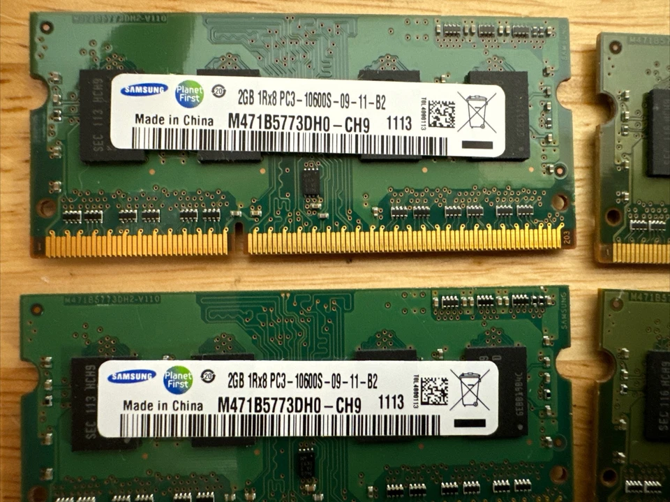 8GB (4x2GB) PC3-10600s DDR3-1333MHz 2Rx8 Non-ECC Samsung M471B5273DH0-CH9 - Image 2 of 3