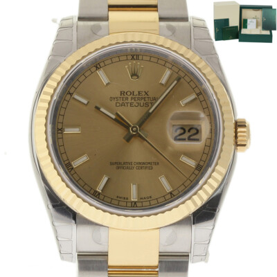 Rolex New Datejust 36mm 116233 Steel Gold Champagne Auto. Box/Paper/5YRWTY #RL40