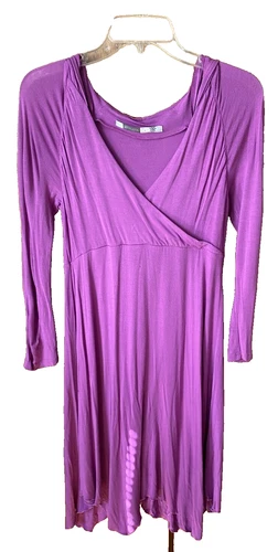 Athleta Hawi Dress Surplice Hooded Stretch Modal Blend Lilac Size Small