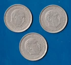 3 Coins Spain 5 Pesetas 1957 (62 72 74) Ku/Ni Nice