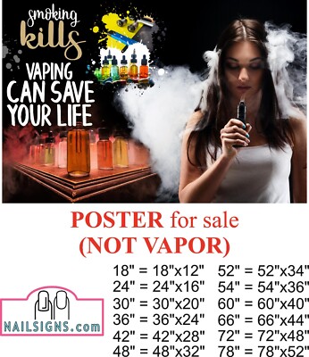 Vape 10 Photo-Realistic Paper Poster Non-Laminate Smoke Store Shop ad  Horizontal