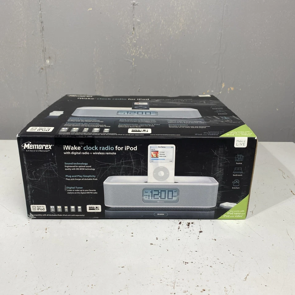 Reloj despertador doble IPOD Dock Memorex radio FM AM modelo Mi4004 Foto 2 de 4