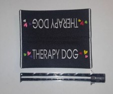 2-Sided Mid 2x5 Embroider No Sew Dog Leash Wrap Cuff - THERAPY DOG W/ HEARTS