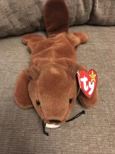 Ty Beanie Baby Bucky Style #4016 Retired Beaver Toy PVC Beads Ear Rush Tag Plush
