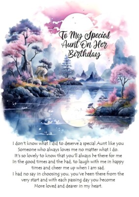 NEUES DESIGN besondere Tante zum Geburtstag A5 Geburtstagskarte Tante Andenken Liebe