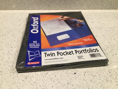 Oxford Esselte pendaflex Twin Pocket Portfolios Black textured  57576 pack 10