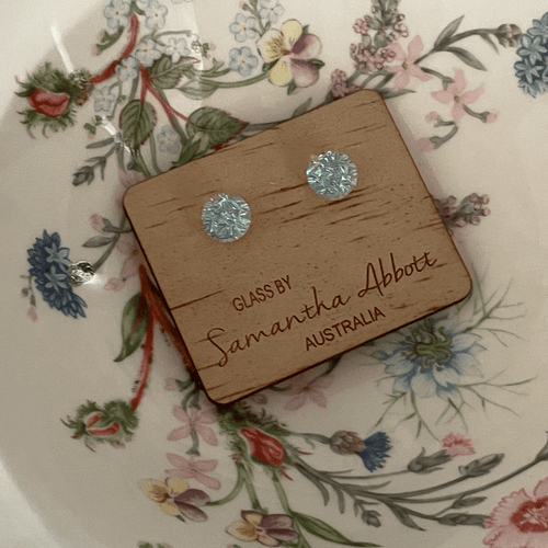 Glass Stud Earrings in Blue Tones by Australian Artist Samantha Abbott - Picture 9 of 11