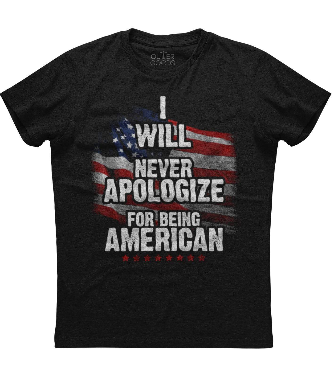 Camiseta para hombre bandera americana nunca me disculparé por ser patriótica estadounidense