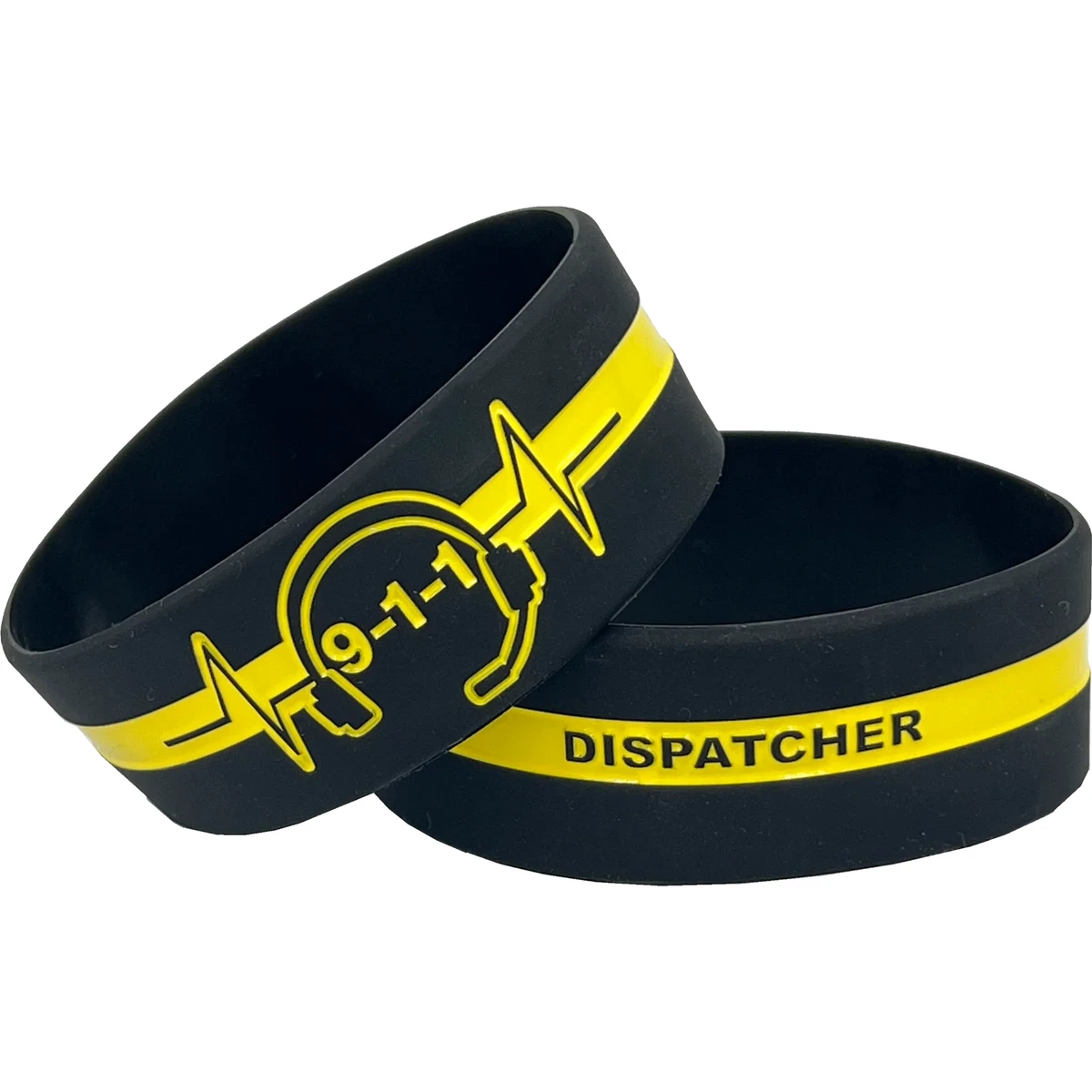 911 Headset Hero Thin Gold Line Silicon Bracelet YELLOW