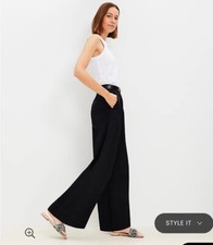 LOFT NWT Women's Poplin Wide Leg Pants - Black - Size 10