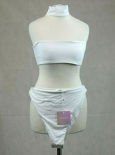 Image of Missguided White Clean Choker Bikini Set Size 10 Uk rrp £22 DH190 BB 14