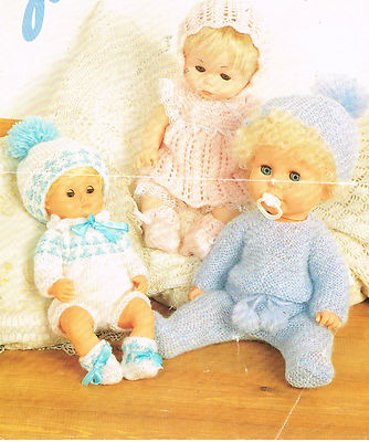 Puppenkleidung Strickmuster.12-14-16'' Puppe.  Laminiertes Exemplar. (V Puppe 38)