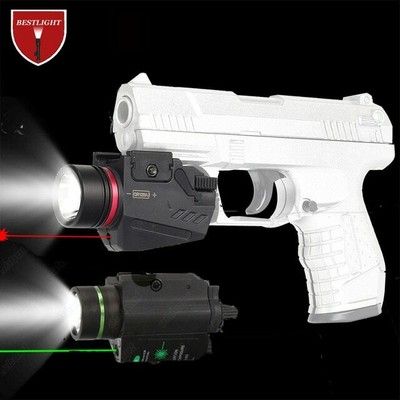 Tactical Led Flashlight Green Red Laser Sight For mm Rail Mini Glock Pistol Ebay