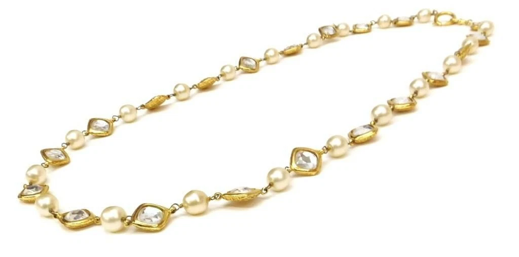 CHANEL Collana Strass Scatola Oro 151 5g 11 8mm Catena Donna Accessorio Auth