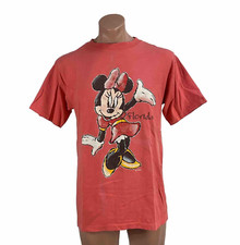 VTG 80s Minnie Mouse Florida Coral S/S Sz M Shirt Walt Disney Disneyworld Mickey