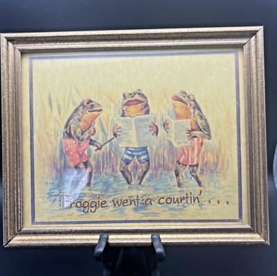 Vintage Framed Print ''Froggie went a courtin'...''