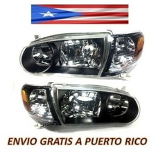 For 01 02 Toyota Corolla Headlights Black Housing Set Left Right With Corners For 01 02 Toyota Corolla Headlights Black Housing Set Left Right With Corners