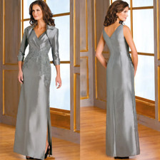 Elegant Mother Of The Bride Suits Two Pieces Coat Satin With Applicants Zipper