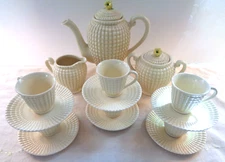 1920s MARUHON WARE JAPAN HOBNAIL COFFEE-SUGAR-CREAMER-6 DEMI-CUPS &SAUCERS-SALE!